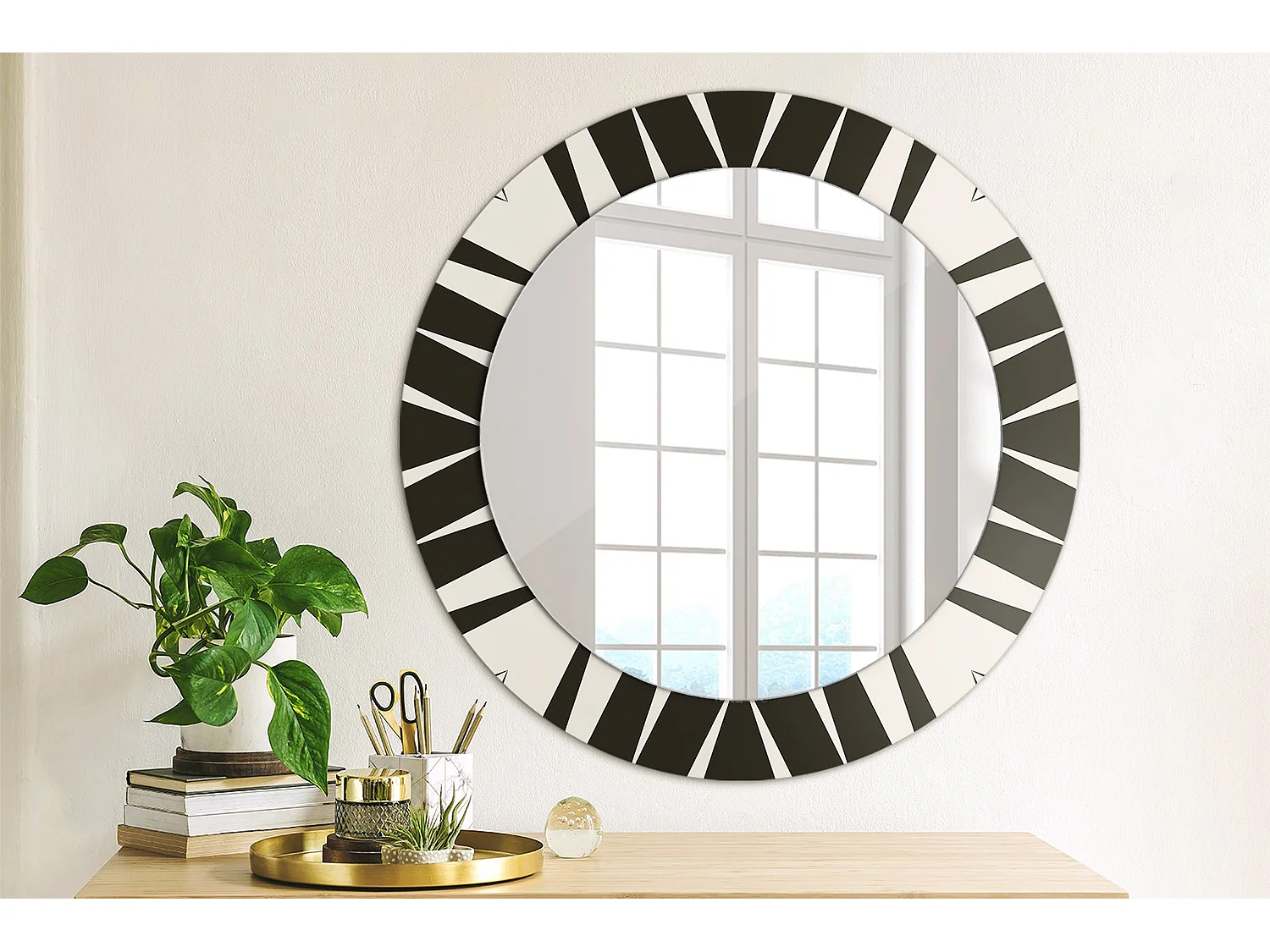 Miroir rond décoratif - Géométrie abstraite - 70 cm
