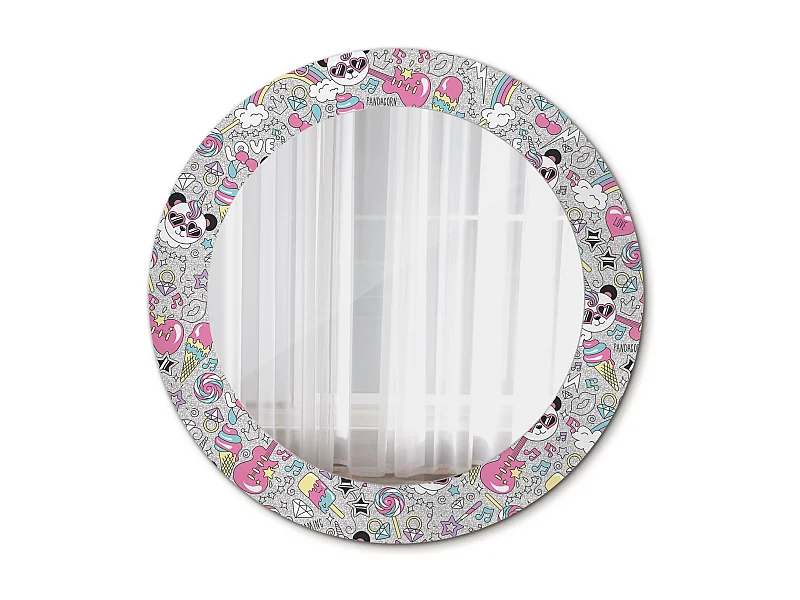 Ronde decoratieve spiegel - Eenhoorn Panda - 60 cm