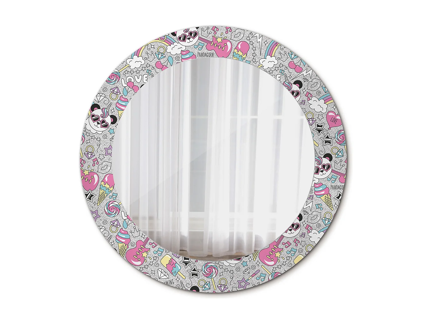 Miroir rond décoratif - Panda licorne - 70 cm
