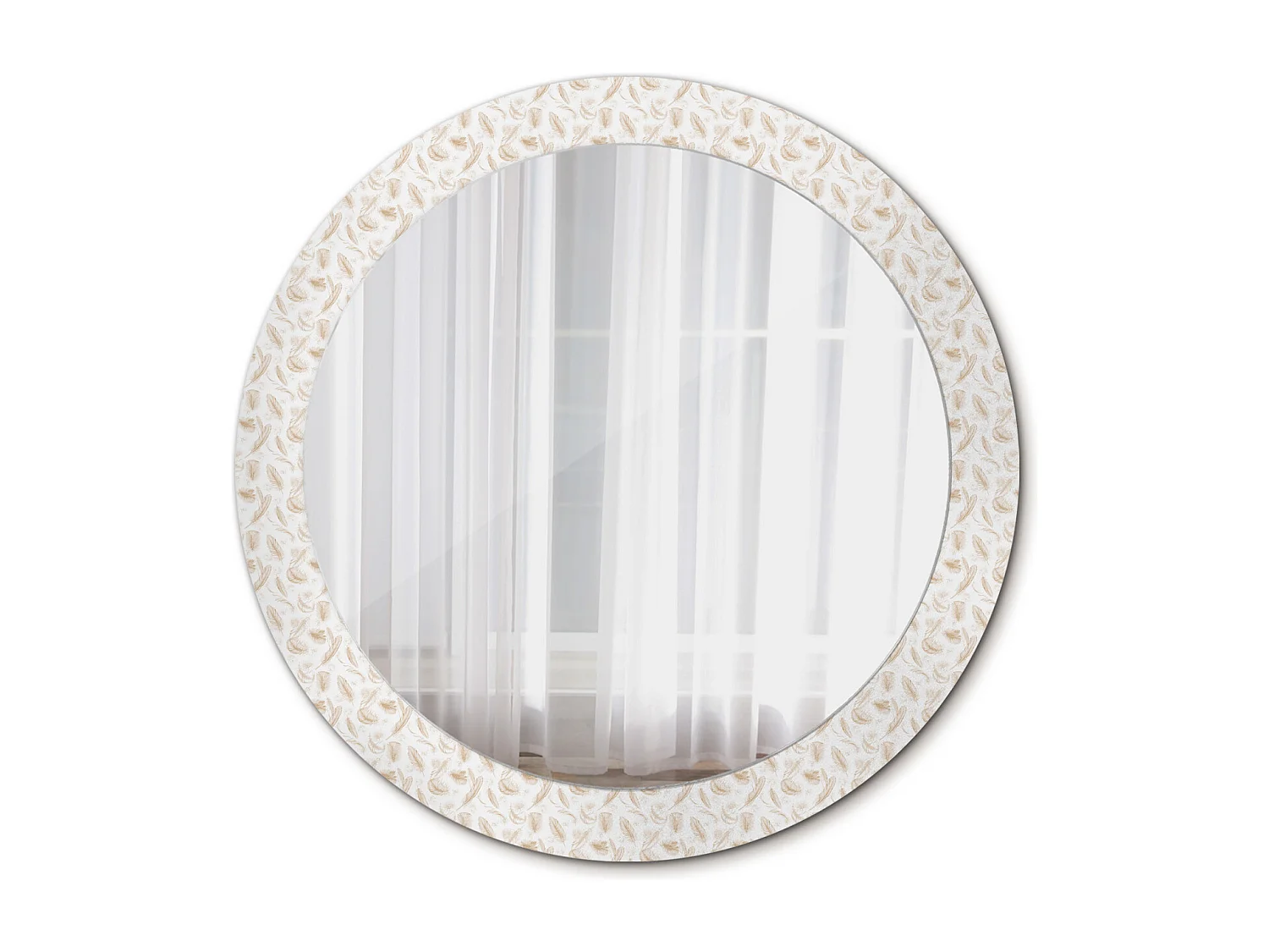 Decoratieve ronde spiegel - vogelveren - 80 cm