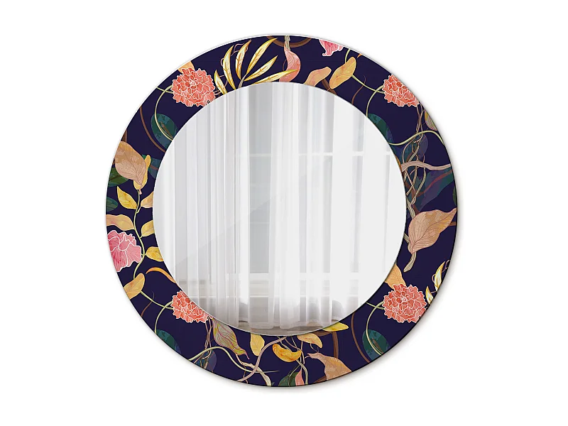 Dekorativer runder Spiegel – Aquarellpflanzen – 50 cm