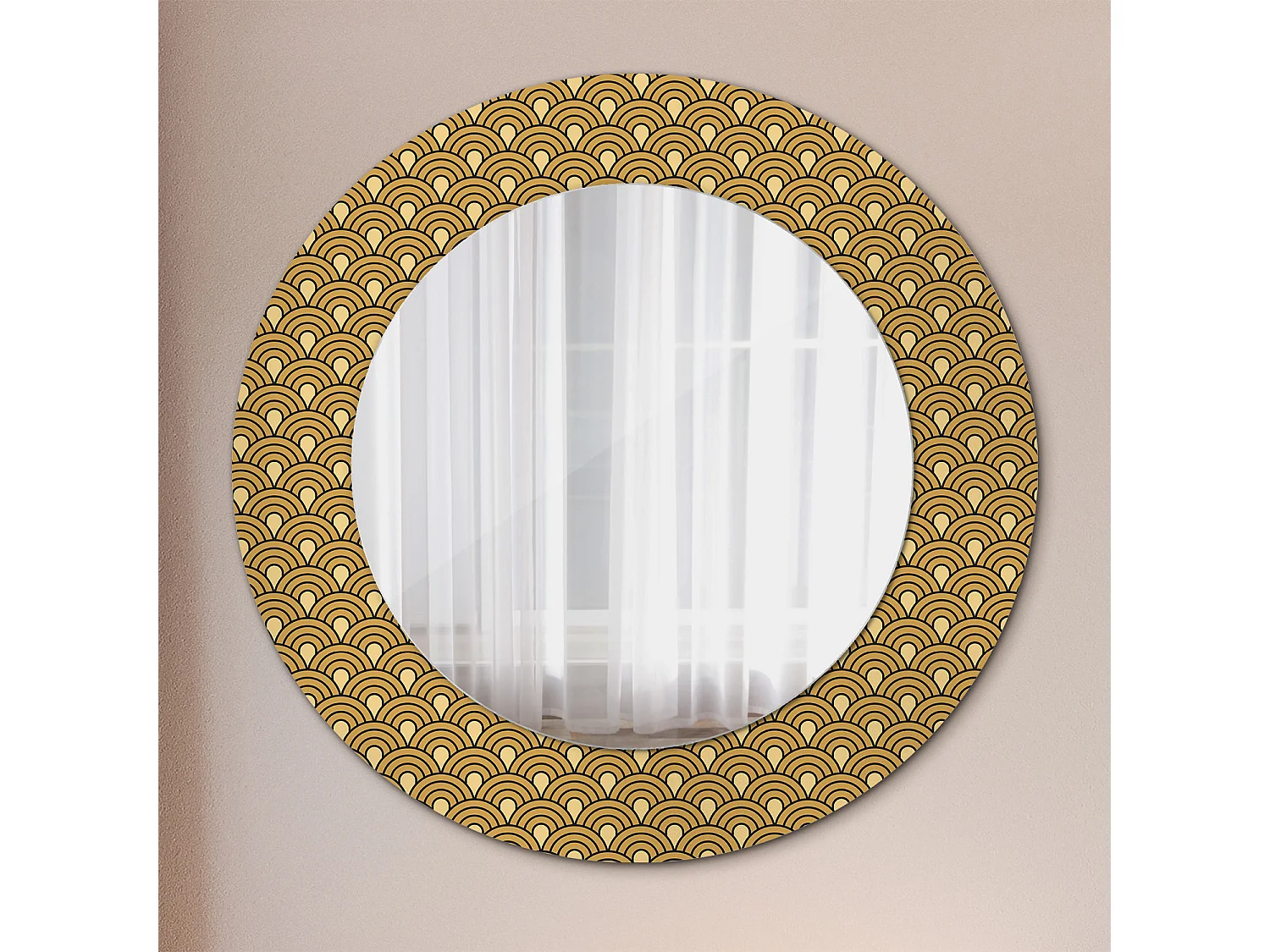 Miroir rond décoratif - Motif rétro - 50 cm