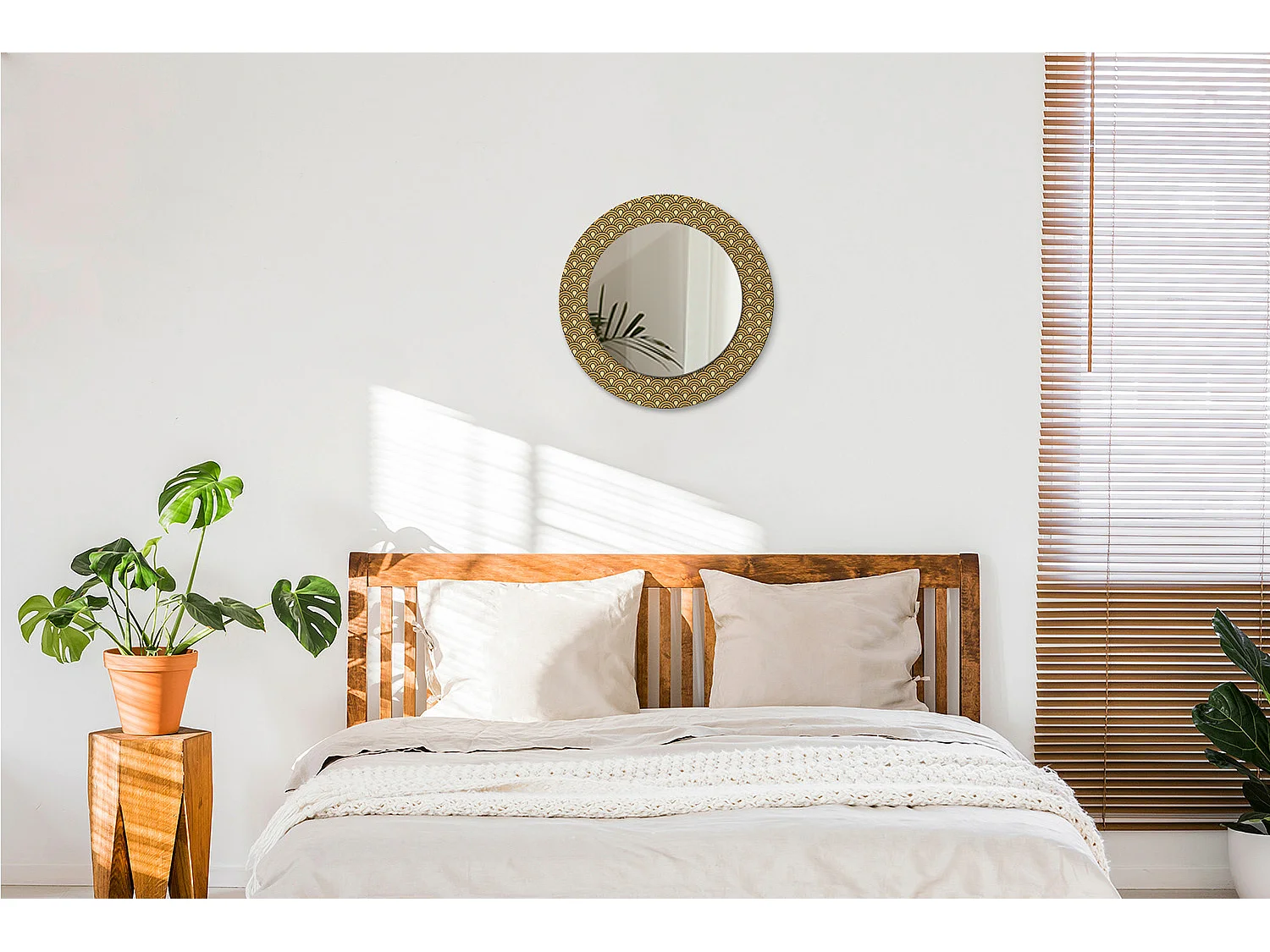 Miroir rond décoratif - Motif rétro - 50 cm