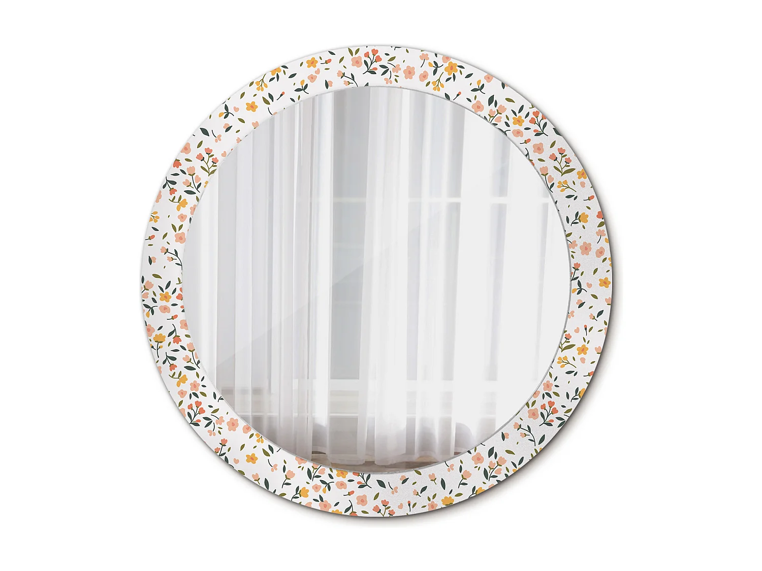 Miroir rond décoratif - Petites fleurs - 80 cm