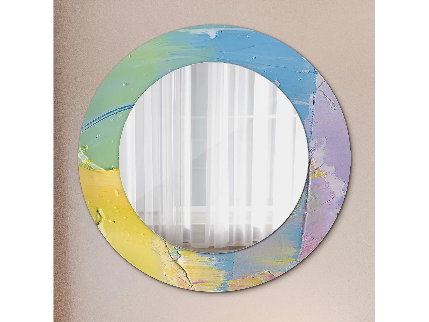 Dekorativer runder Spiegel – Ölgemälde-Textur – 50 cm