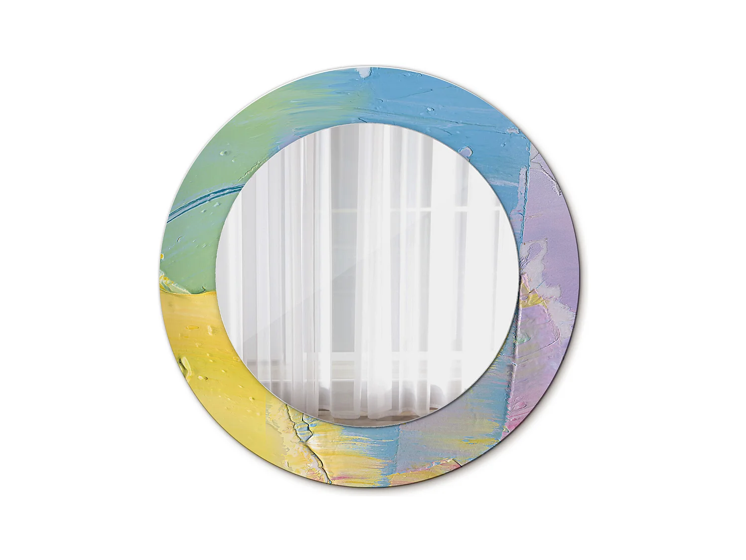 Miroir rond décoratif - Texture peinture à l'huile - 50 cm