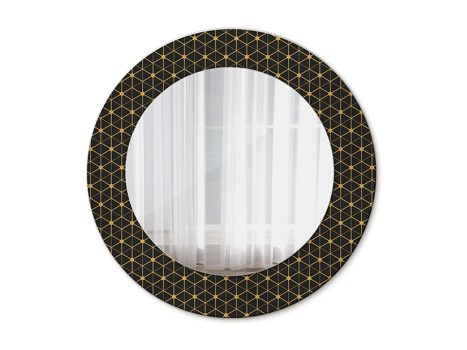 Dekorativer runder Spiegel - Sechseckgeometrie - 50 cm