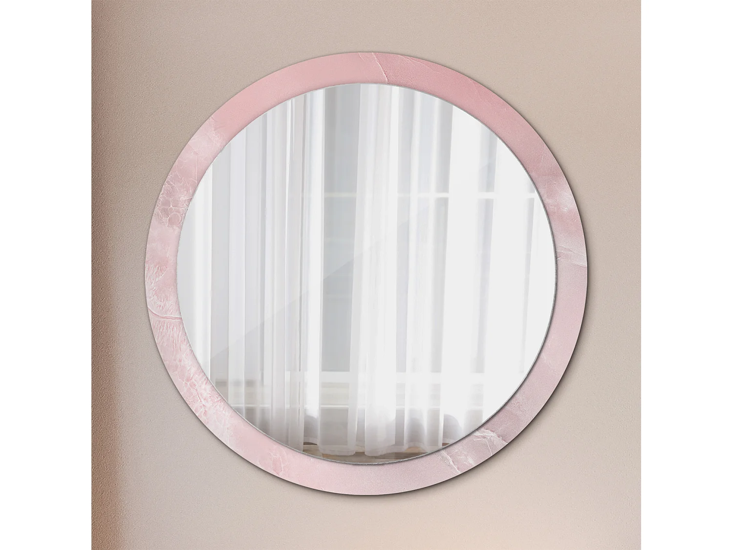 Miroir rond décoratif - Pierre rose - 100 cm