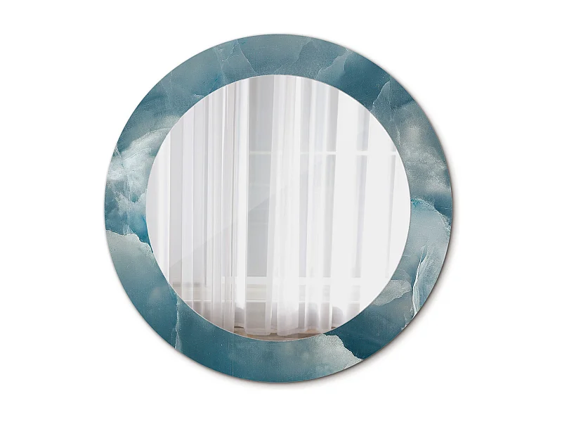 Miroir rond décoratif - Marbre onyx bleu - 70 cm