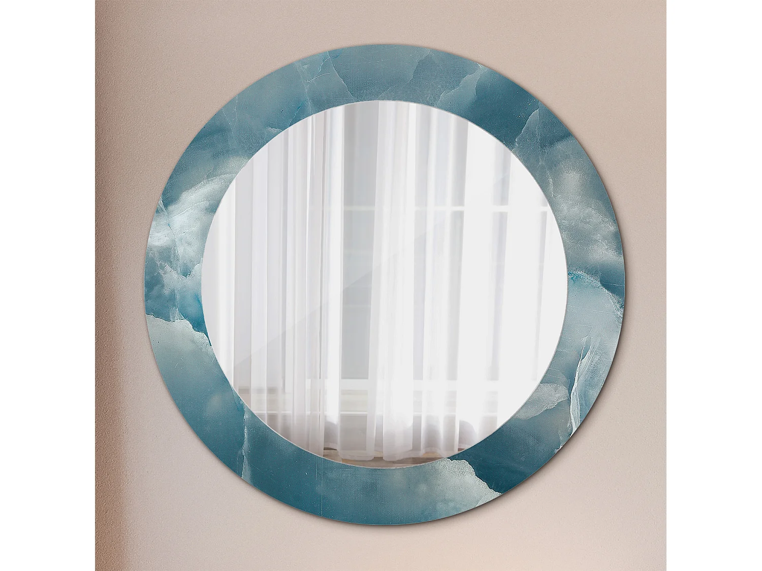 Ronde decoratieve spiegel - Blauw Onyx Marmer - 60 cm