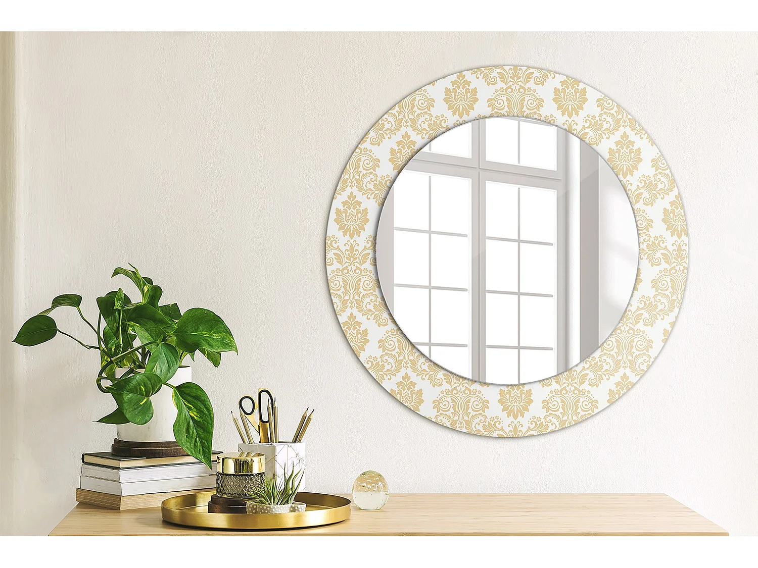 Miroir rond décoratif - Motif baroque - 50 cm