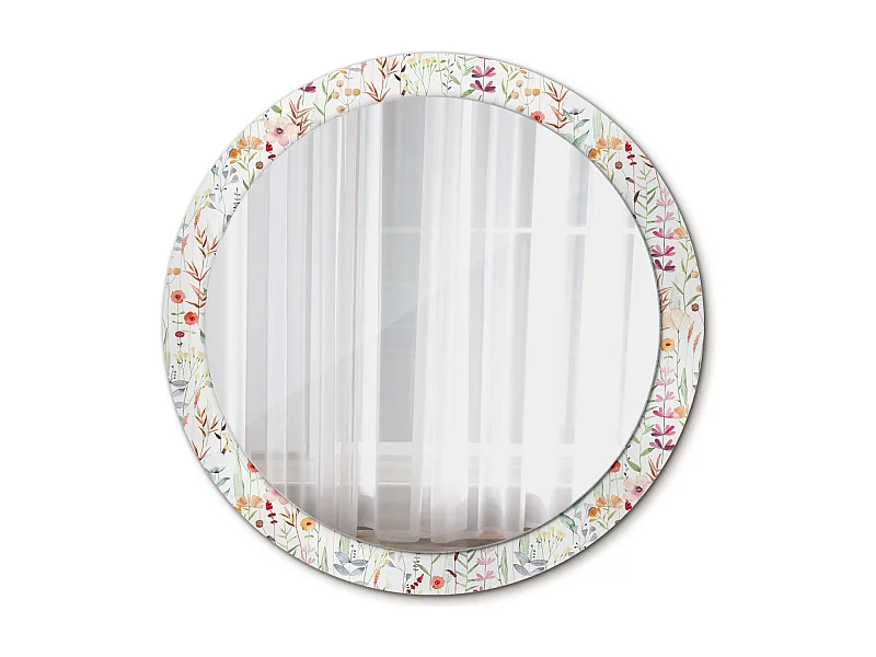 Miroir rond décoratif - Fleurs sauvages - 90 cm