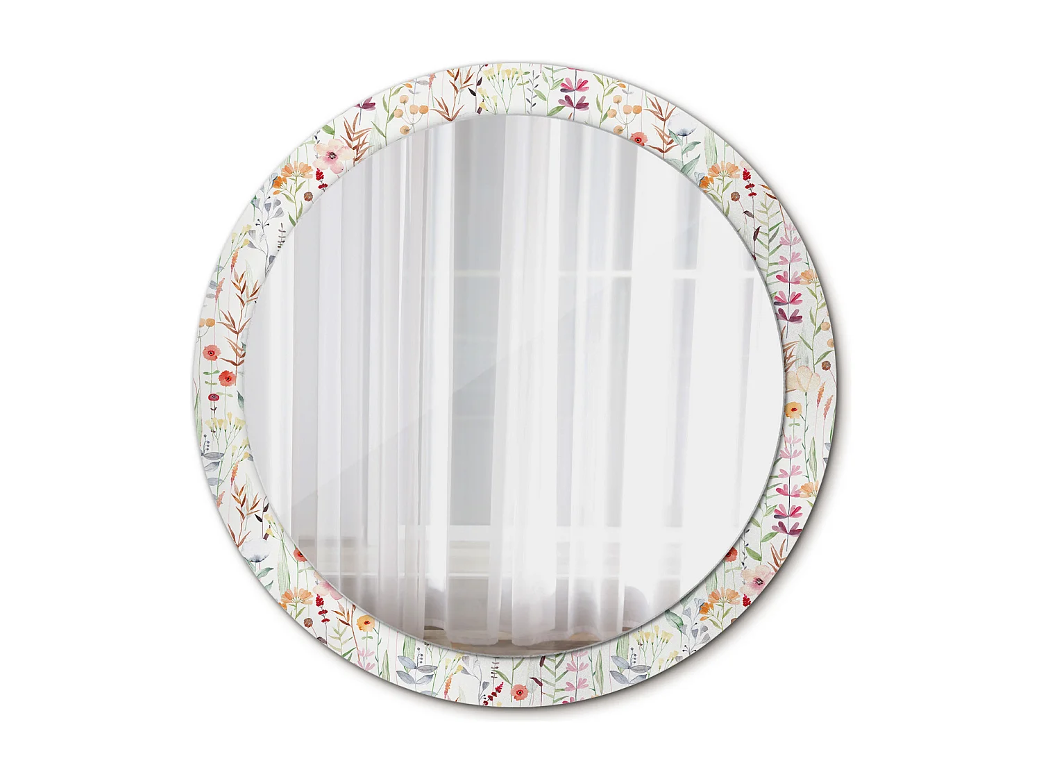 Ronde decoratieve spiegel - Wilde bloemen - 90 cm