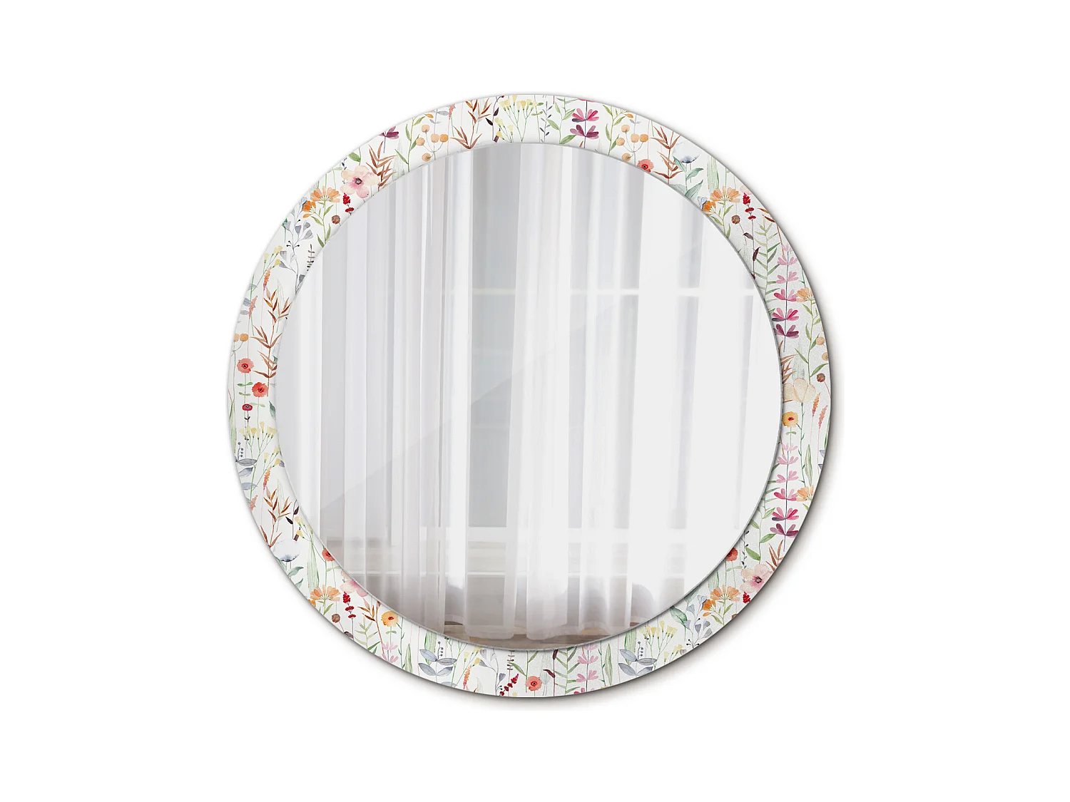 Ronde decoratieve spiegel - Wilde bloemen - 90 cm