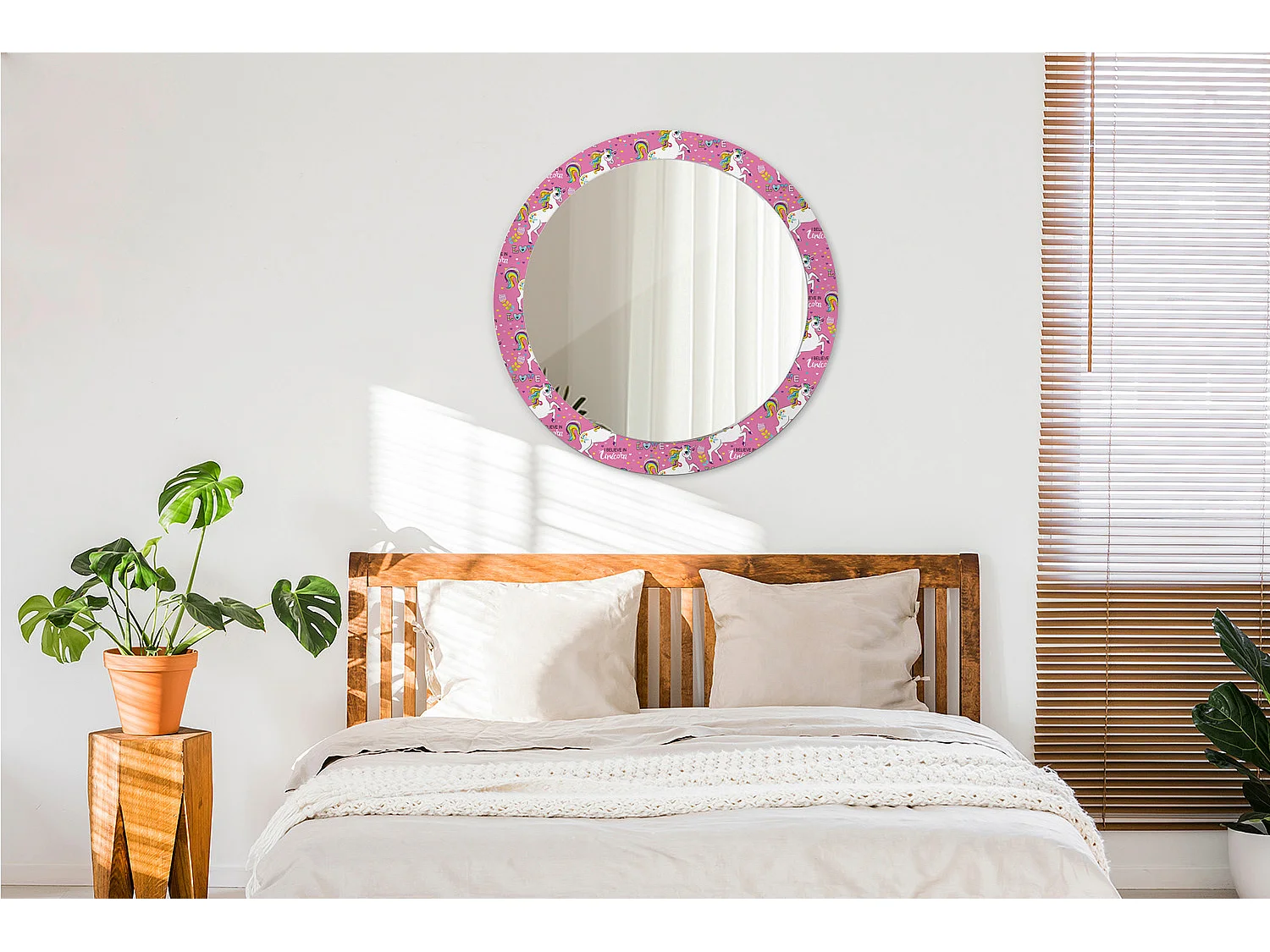 Miroir rond décoratif - Licorne magique - 80 cm