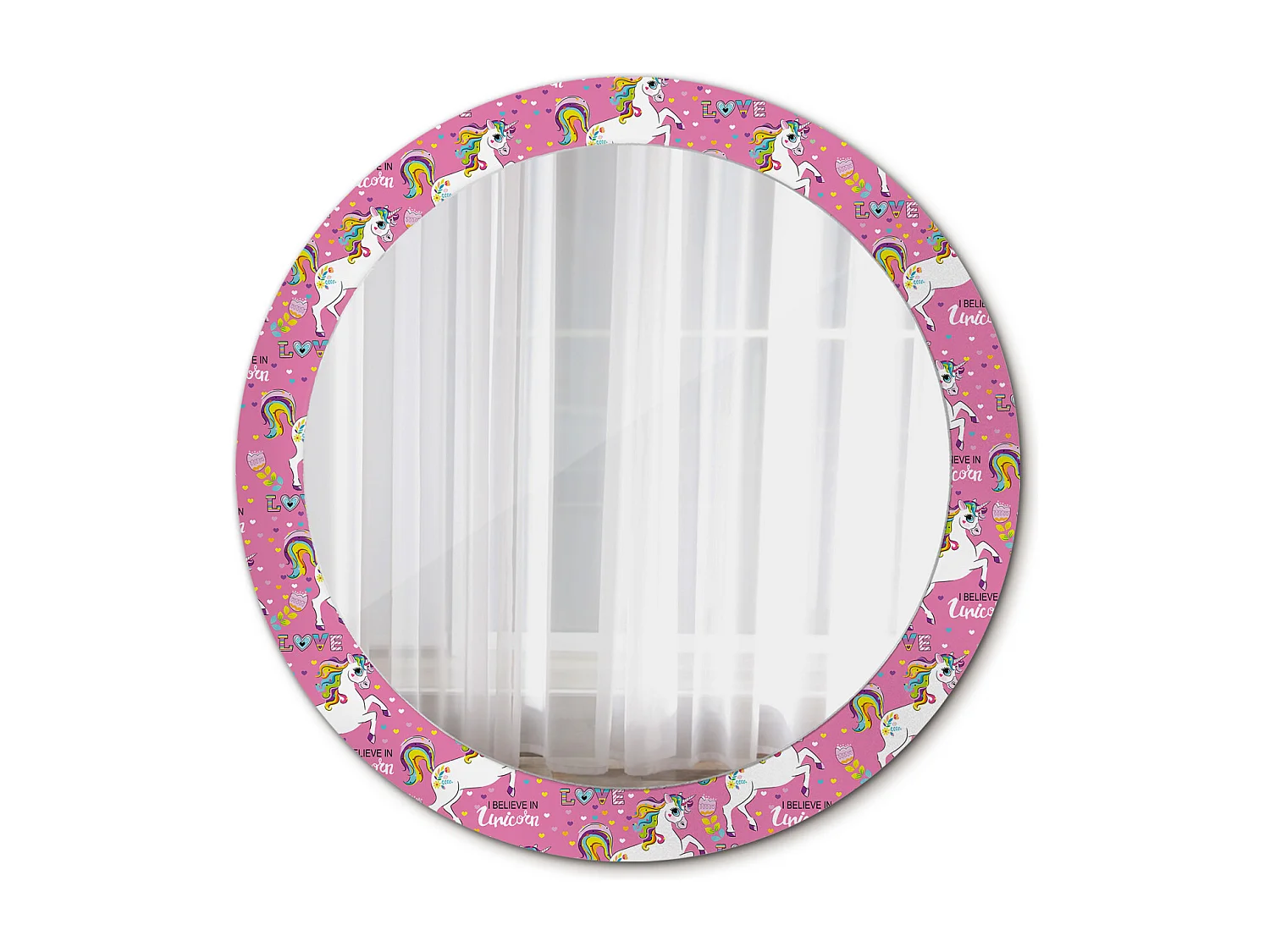 Runder dekorativer Spiegel - Magisches Einhorn - 80 cm