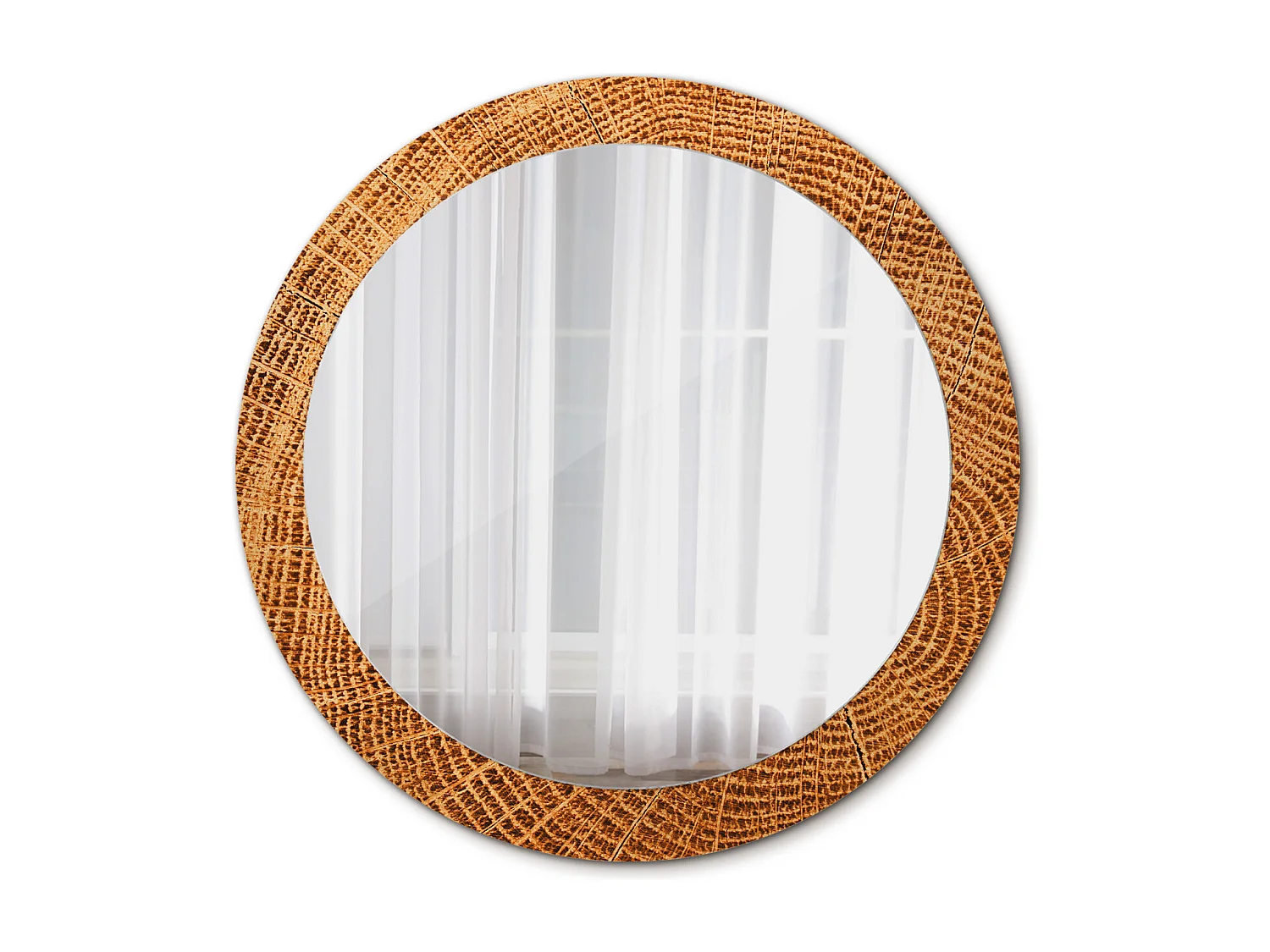 Ronde decoratieve spiegel - eikenhout - 80 cm