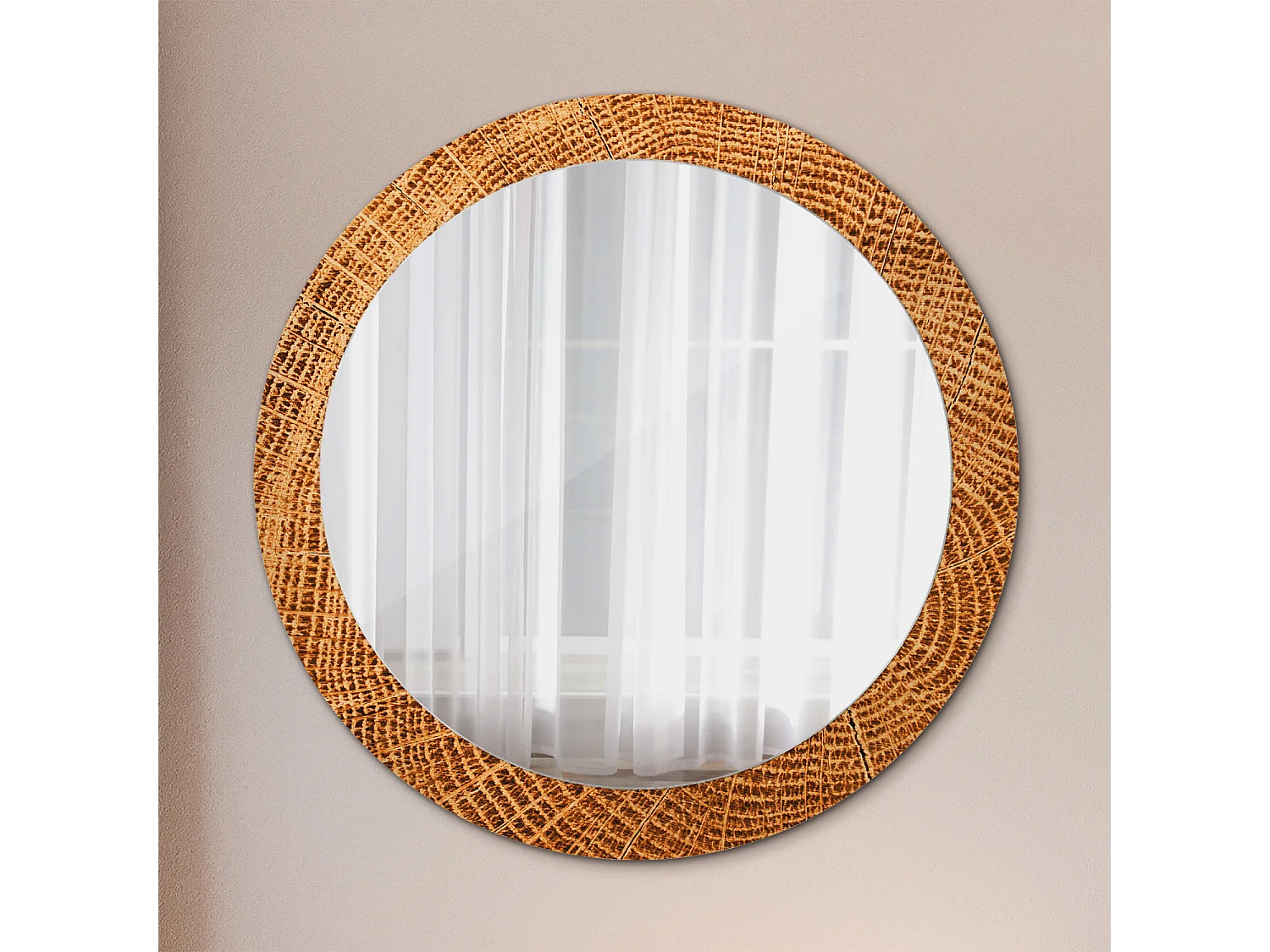 Ronde decoratieve spiegel - eikenhout - 80 cm