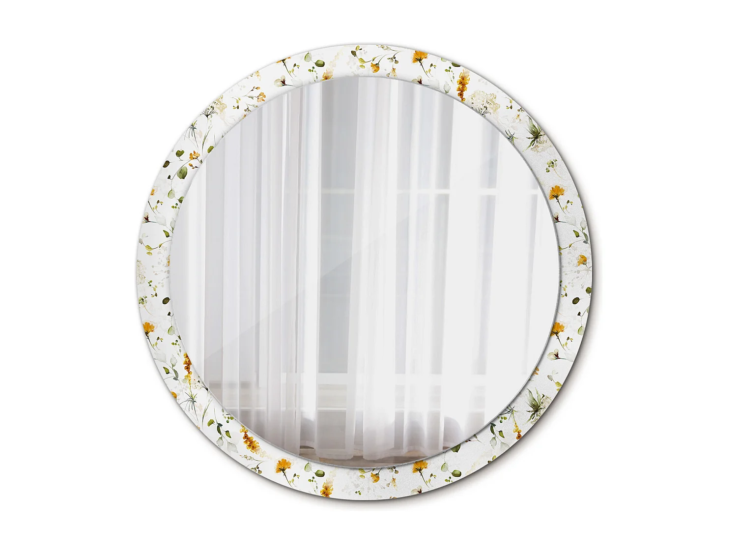 Runder dekorativer Spiegel - Wildblumen - 100 cm