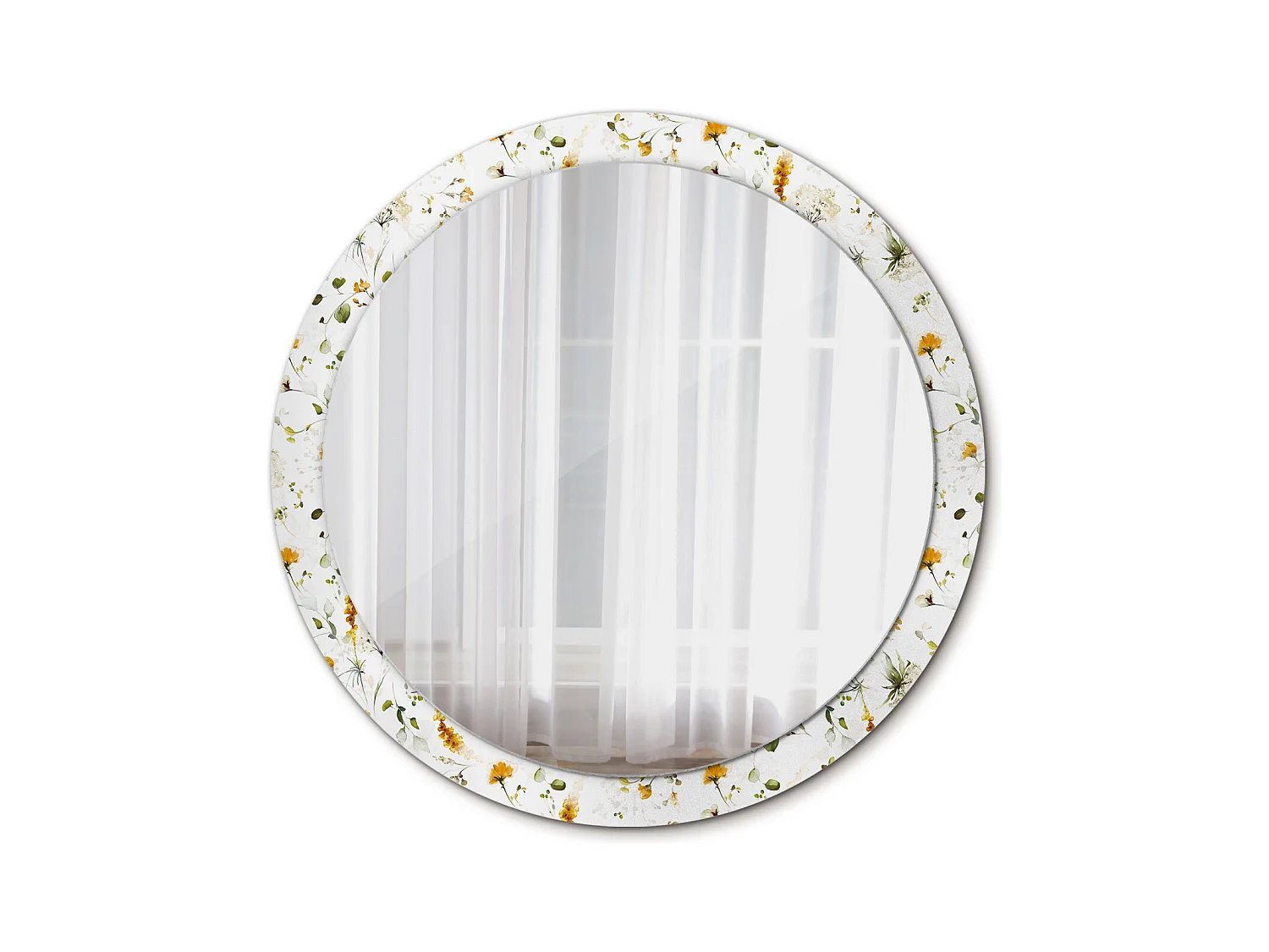 Miroir rond décoratif - Fleurs sauvages - 100 cm