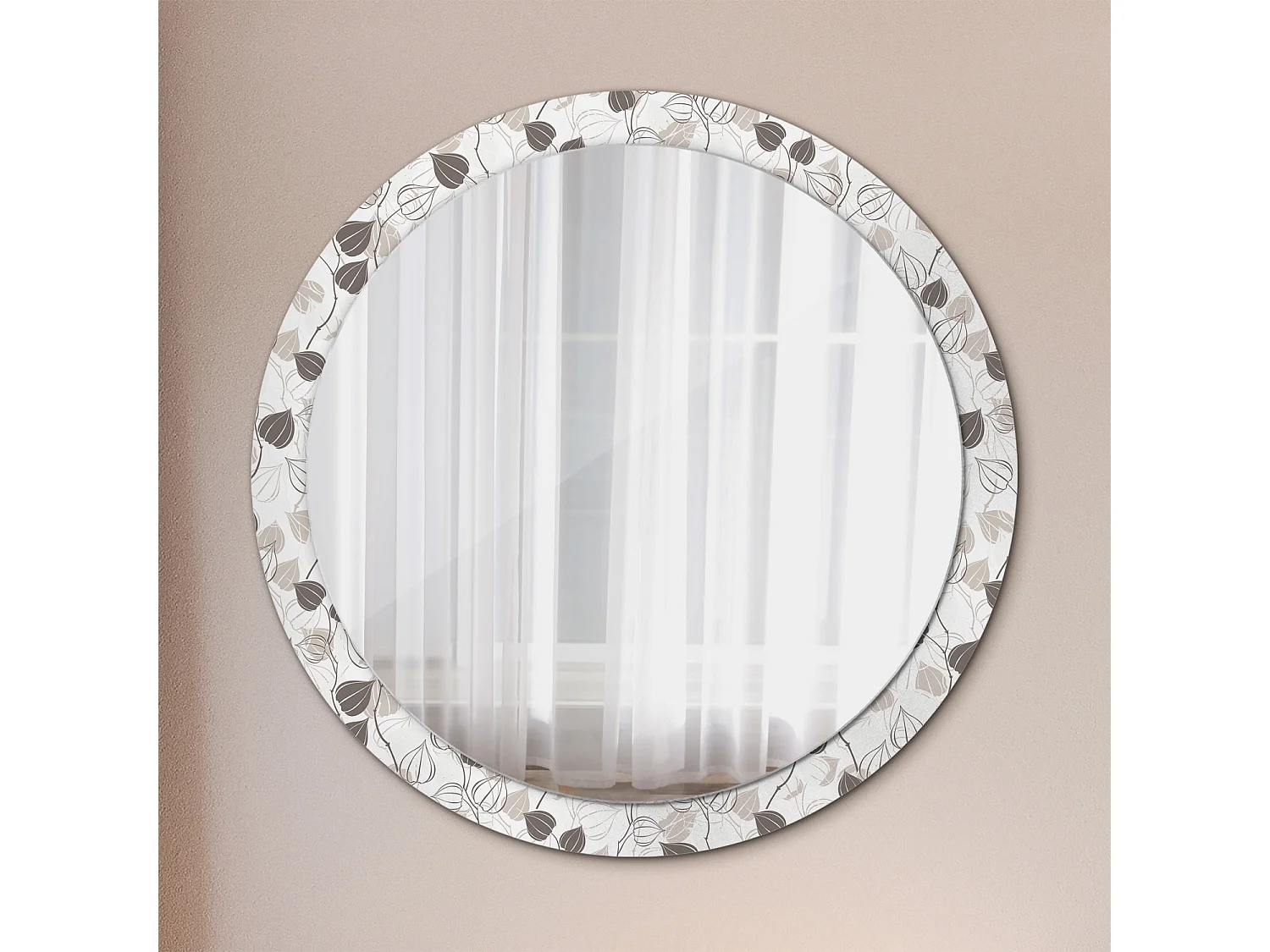 Ronde decoratieve spiegel - Abstract bloemmotief - 100 cm