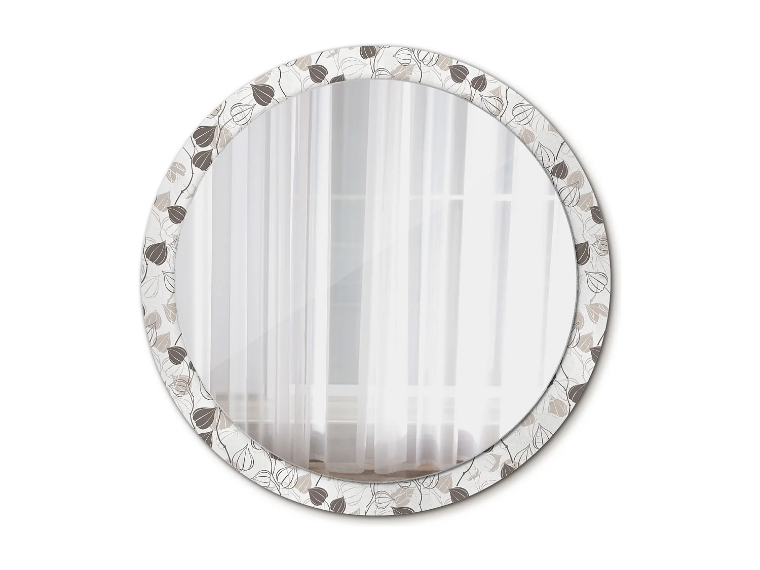 Miroir rond décoratif - Floral abstrait - 100 cm