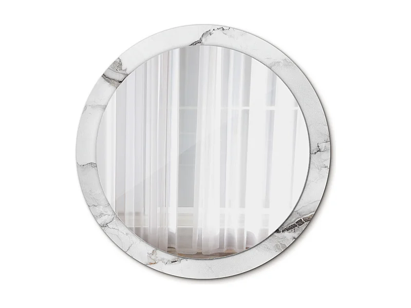 Miroir rond décoratif - Marbre blanc - 90 cm