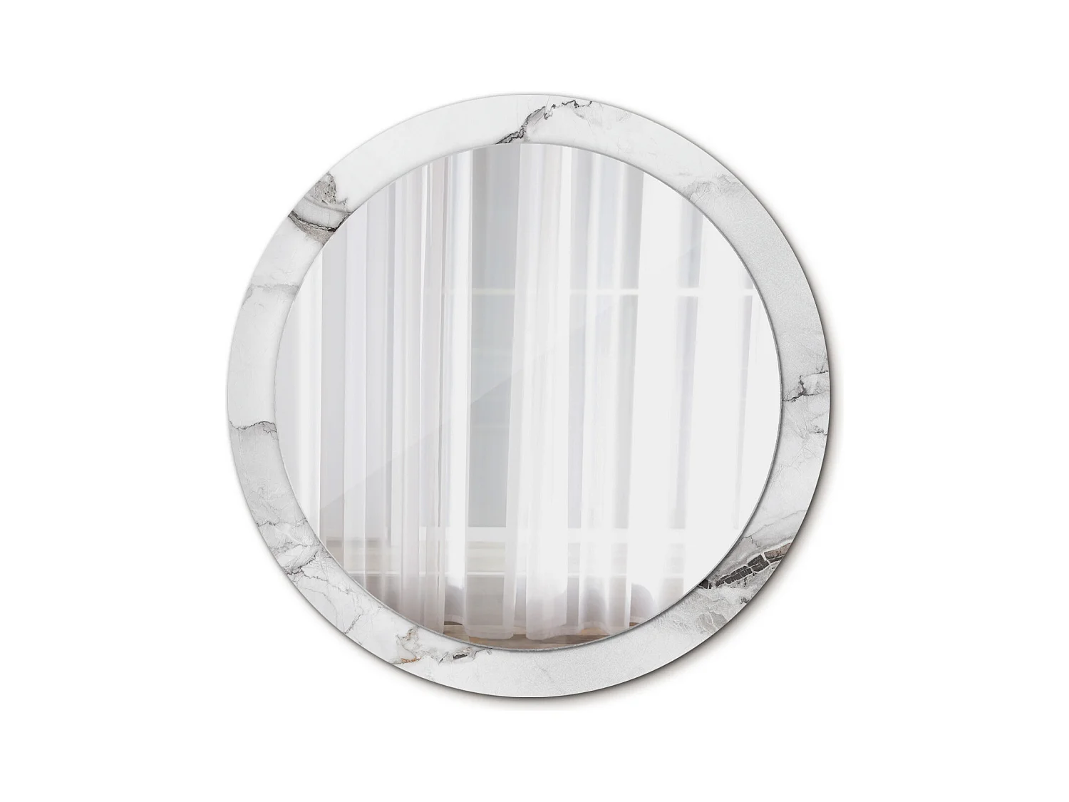 Miroir rond décoratif - Marbre blanc - 90 cm