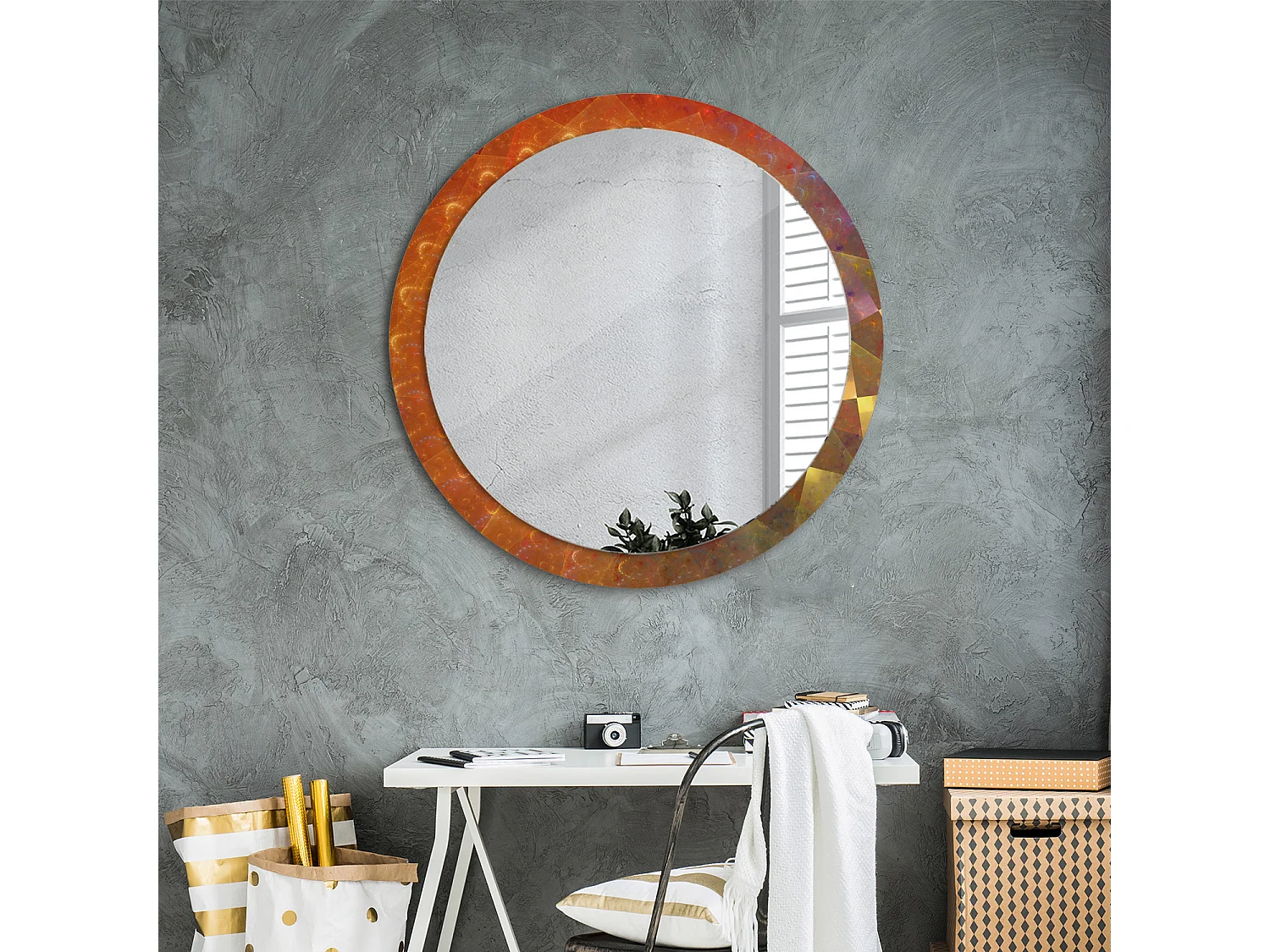 Miroir rond décoratif - Abstraction spirale - 90 cm