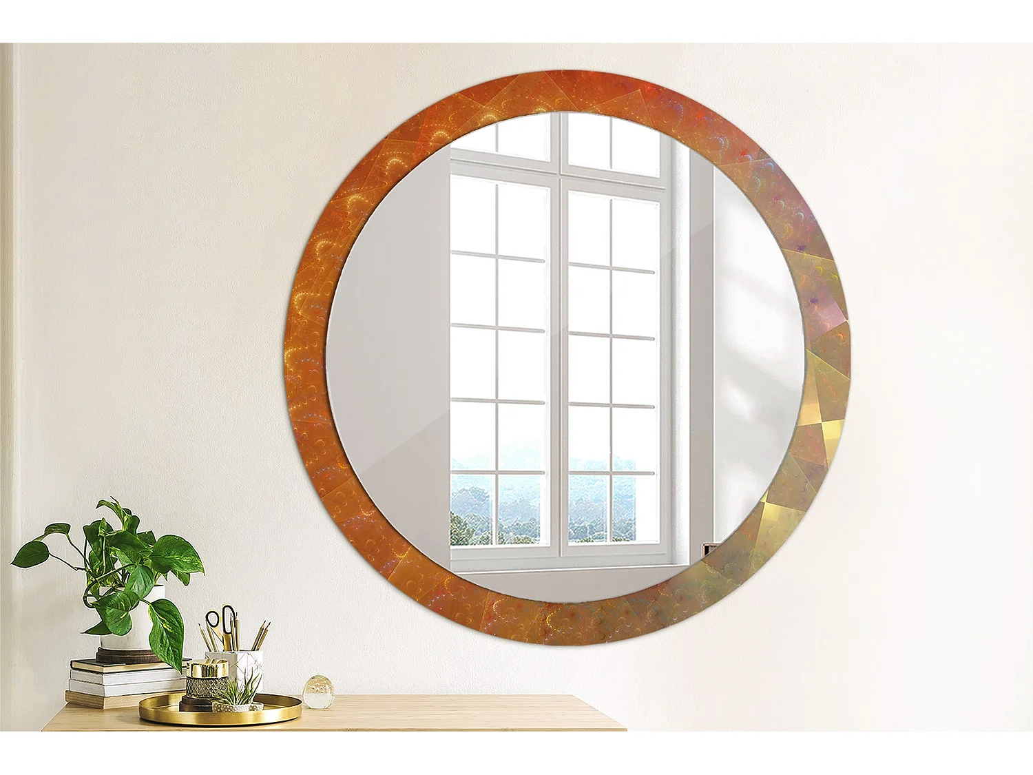 Miroir rond décoratif - Abstraction spirale - 90 cm