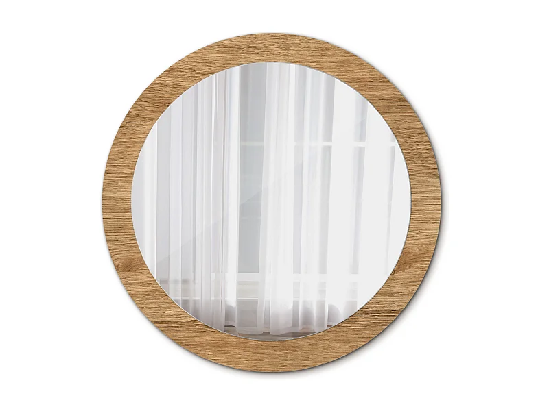Dekorativer runder Spiegel - Holzstruktur - 80 cm