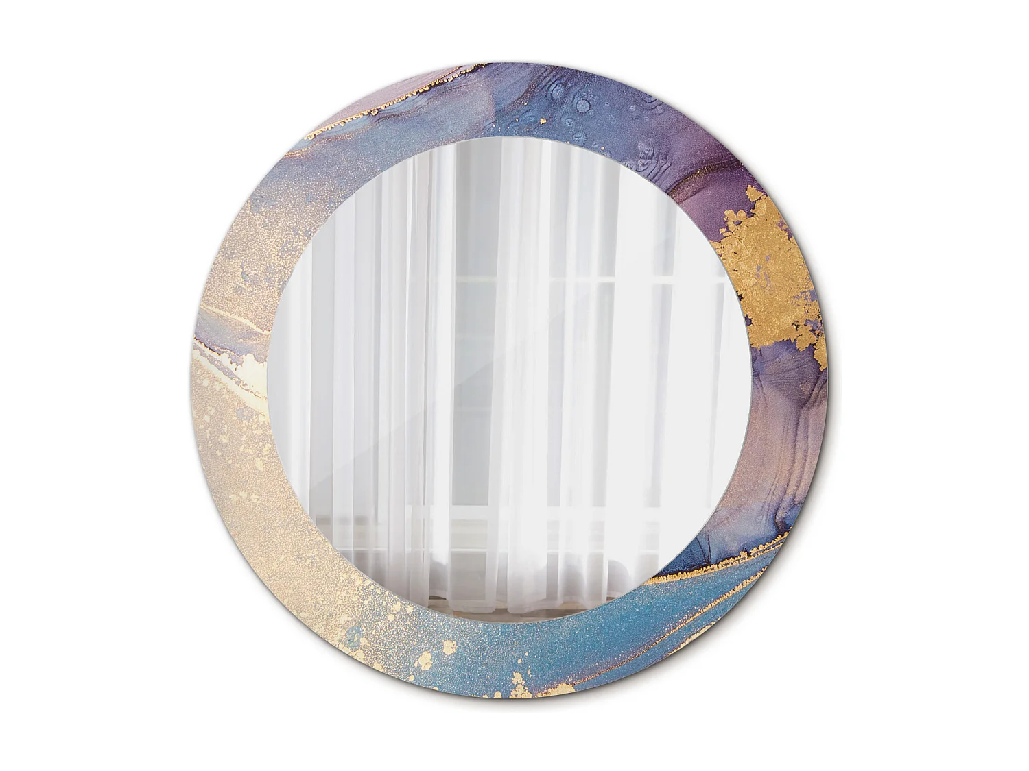 Miroir rond décoratif - Pierre de marbre - 70 cm