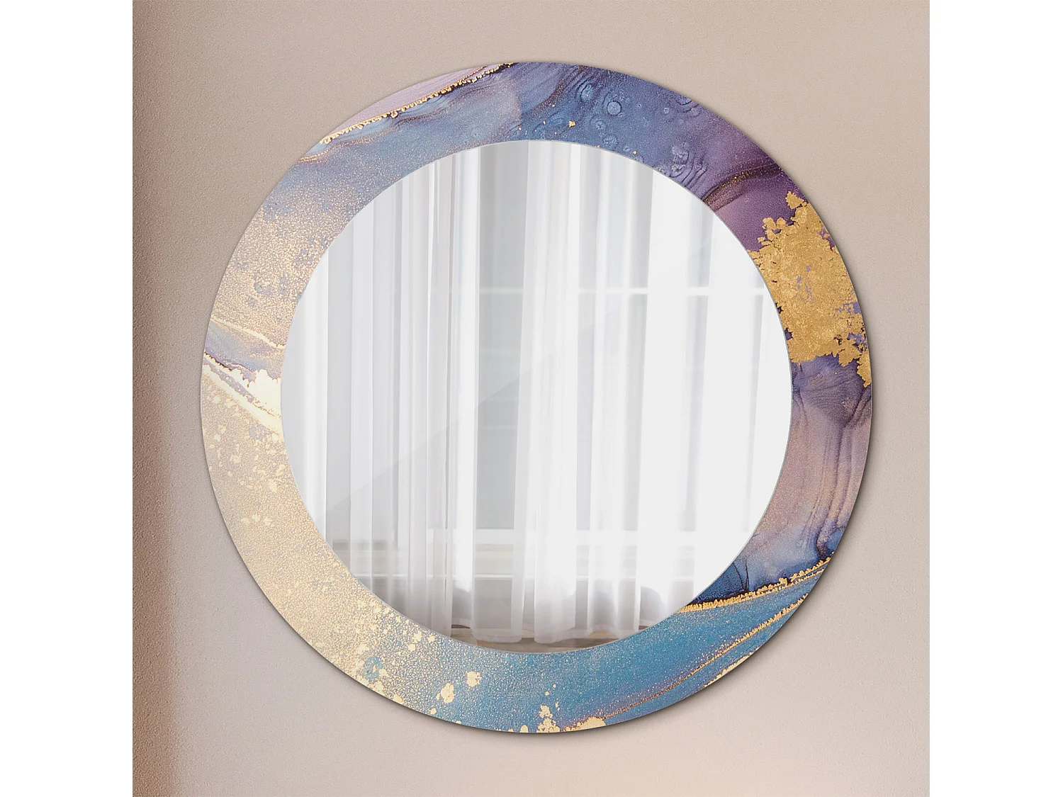 Miroir rond décoratif - Pierre de marbre - 70 cm