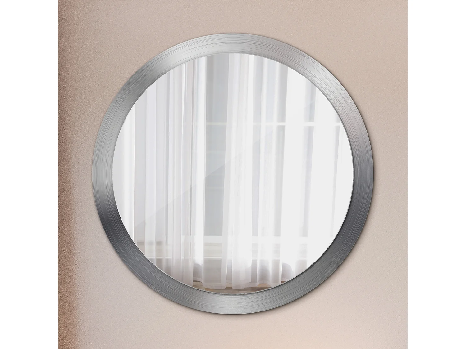 Dekorativer runder Spiegel - Metalloptik - 100 cm