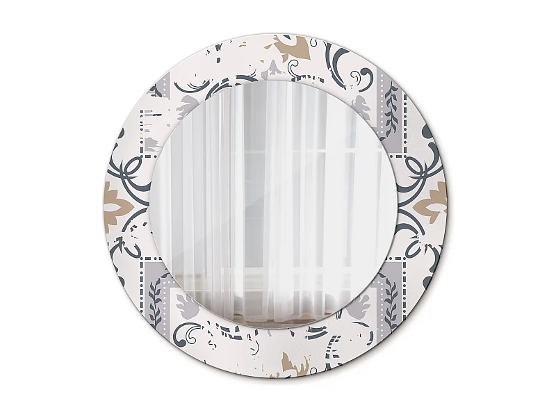 Decoratieve ronde spiegel - retro tegels - 50 cm