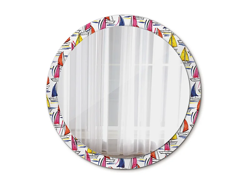 Dekorativer runder Spiegel - Bunte Boote - 100 cm
