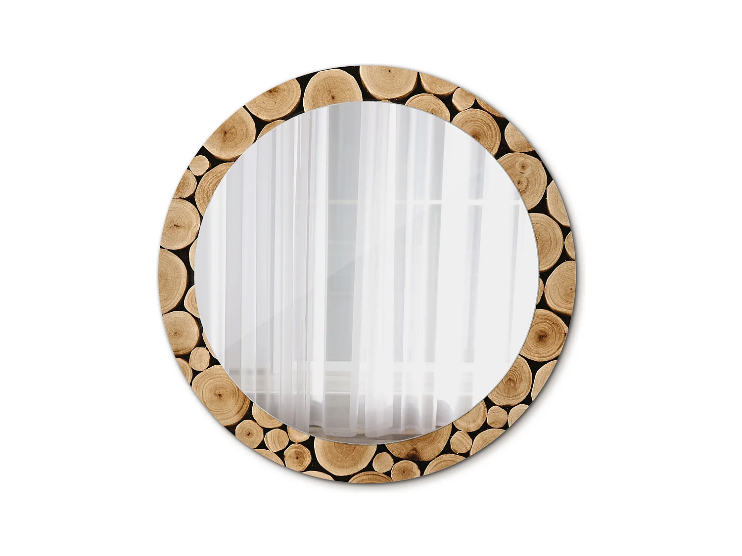 Ronde decoratieve spiegel - boomstammen - 80 cm