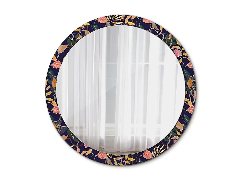 Dekorativer runder Spiegel – Aquarellpflanzen – 100 cm