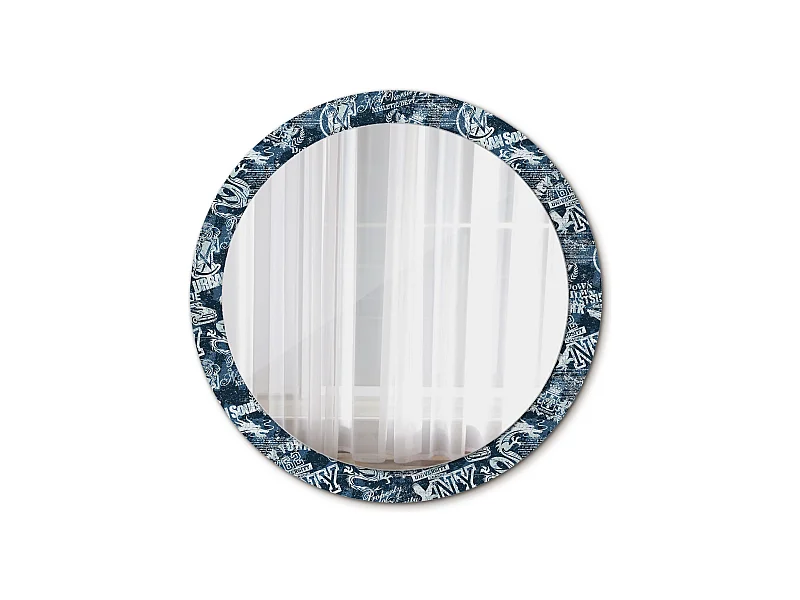 Dekorativer runder Spiegel - Collage New York - 90 cm