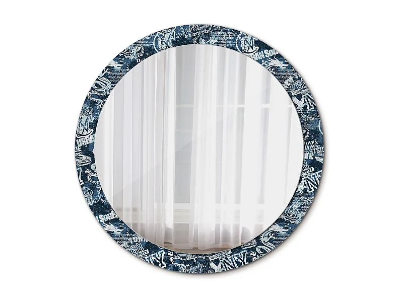Dekorativer runder Spiegel - Collage New York - 90 cm