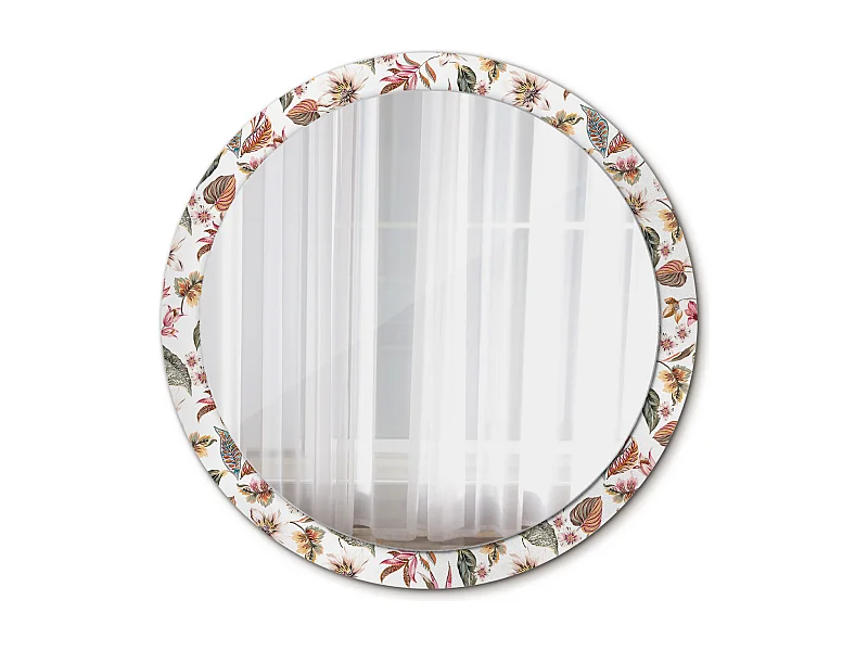Dekorativer runder Spiegel - Vintage-Blumen - 100 cm