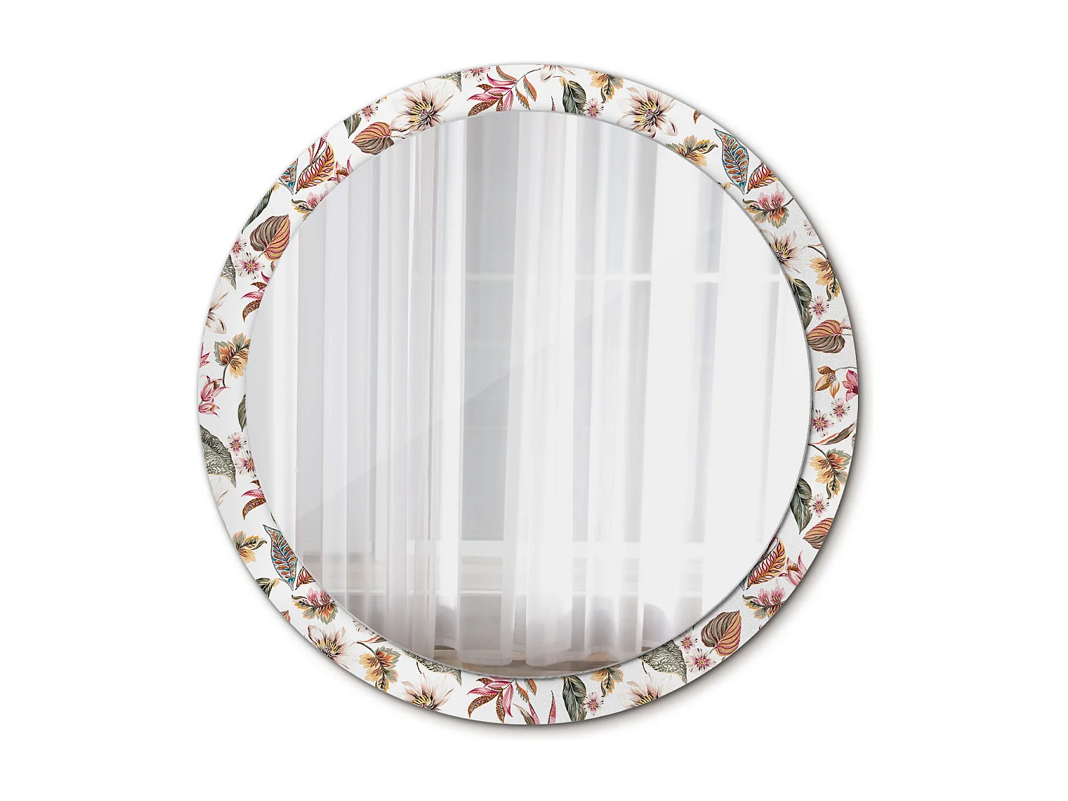 Dekorativer runder Spiegel - Vintage-Blumen - 100 cm