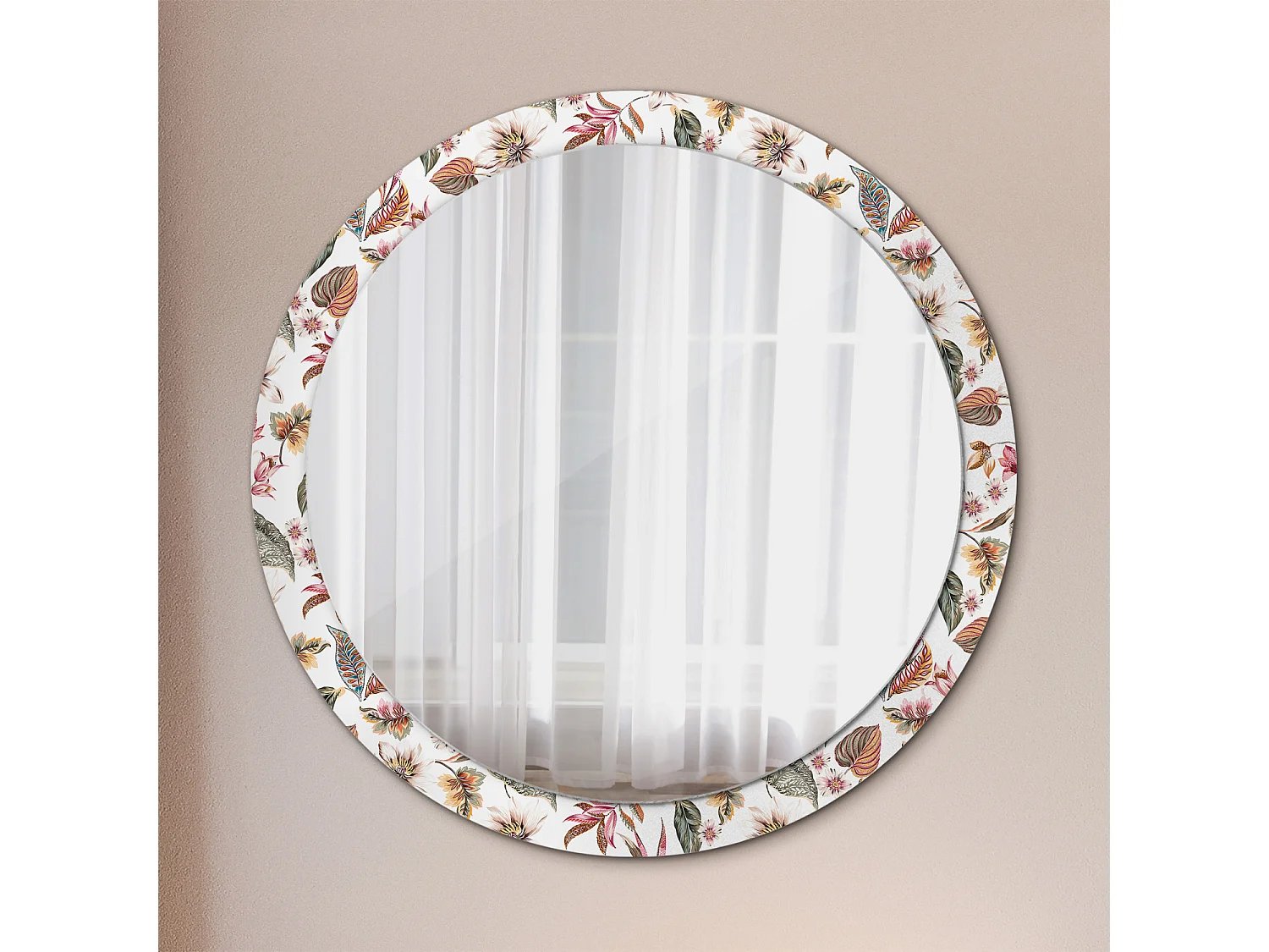 Dekorativer runder Spiegel - Vintage-Blumen - 100 cm