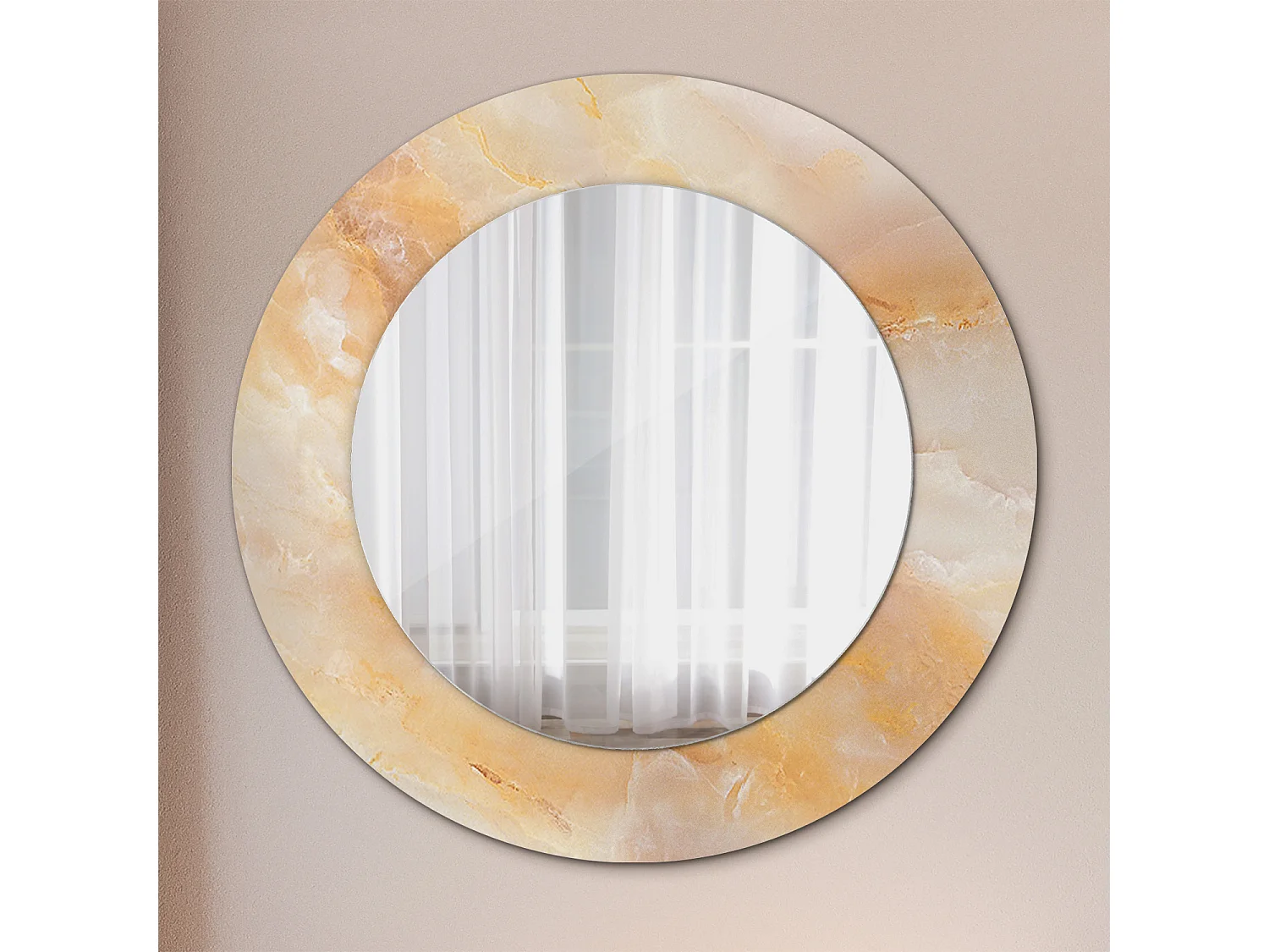 Ronde decoratieve spiegel - Onyx marmer - 50 cm