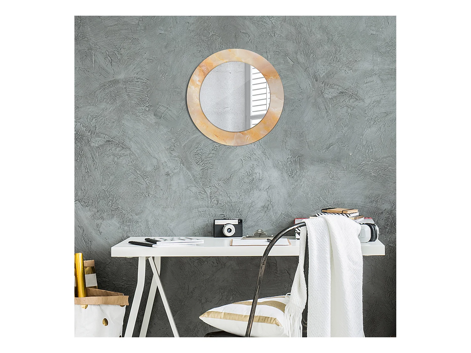 Runder dekorativer Spiegel – Onyx-Marmor – 50 cm
