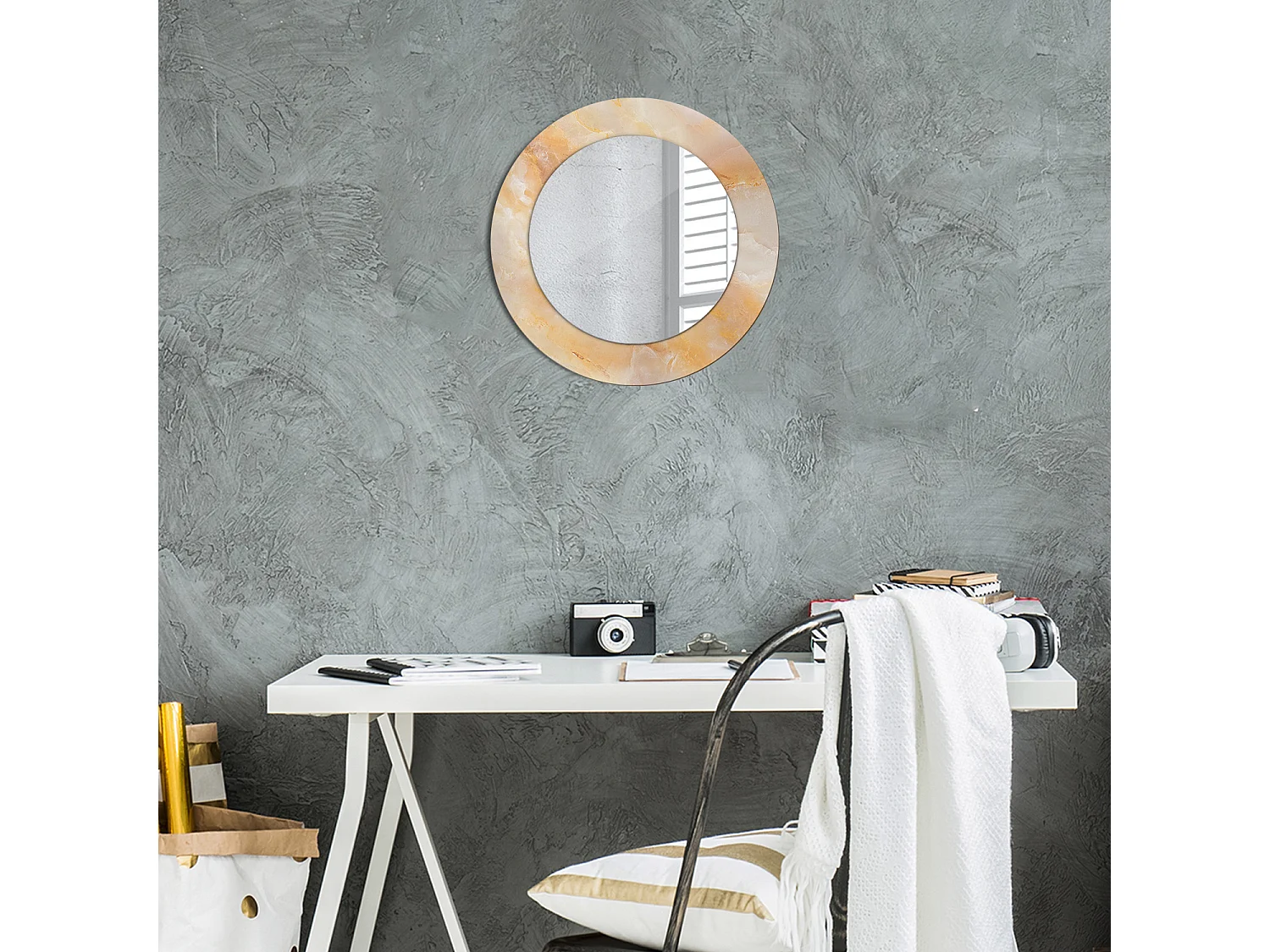 Runder dekorativer Spiegel – Onyx-Marmor – 50 cm