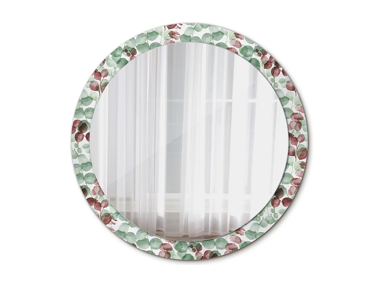 Ronde decoratieve spiegel - eucalyptus - 90 cm