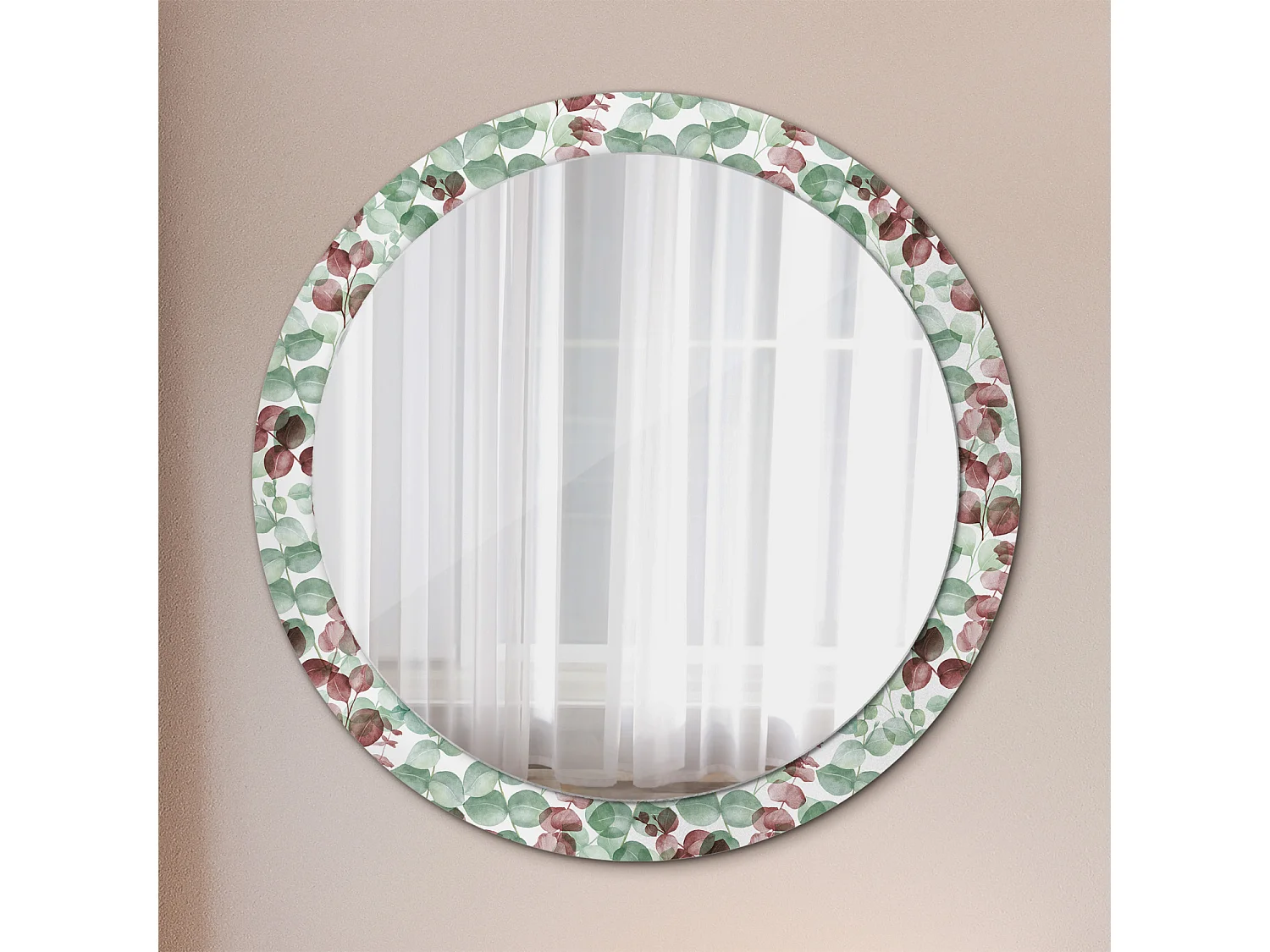 Ronde decoratieve spiegel - eucalyptus - 90 cm