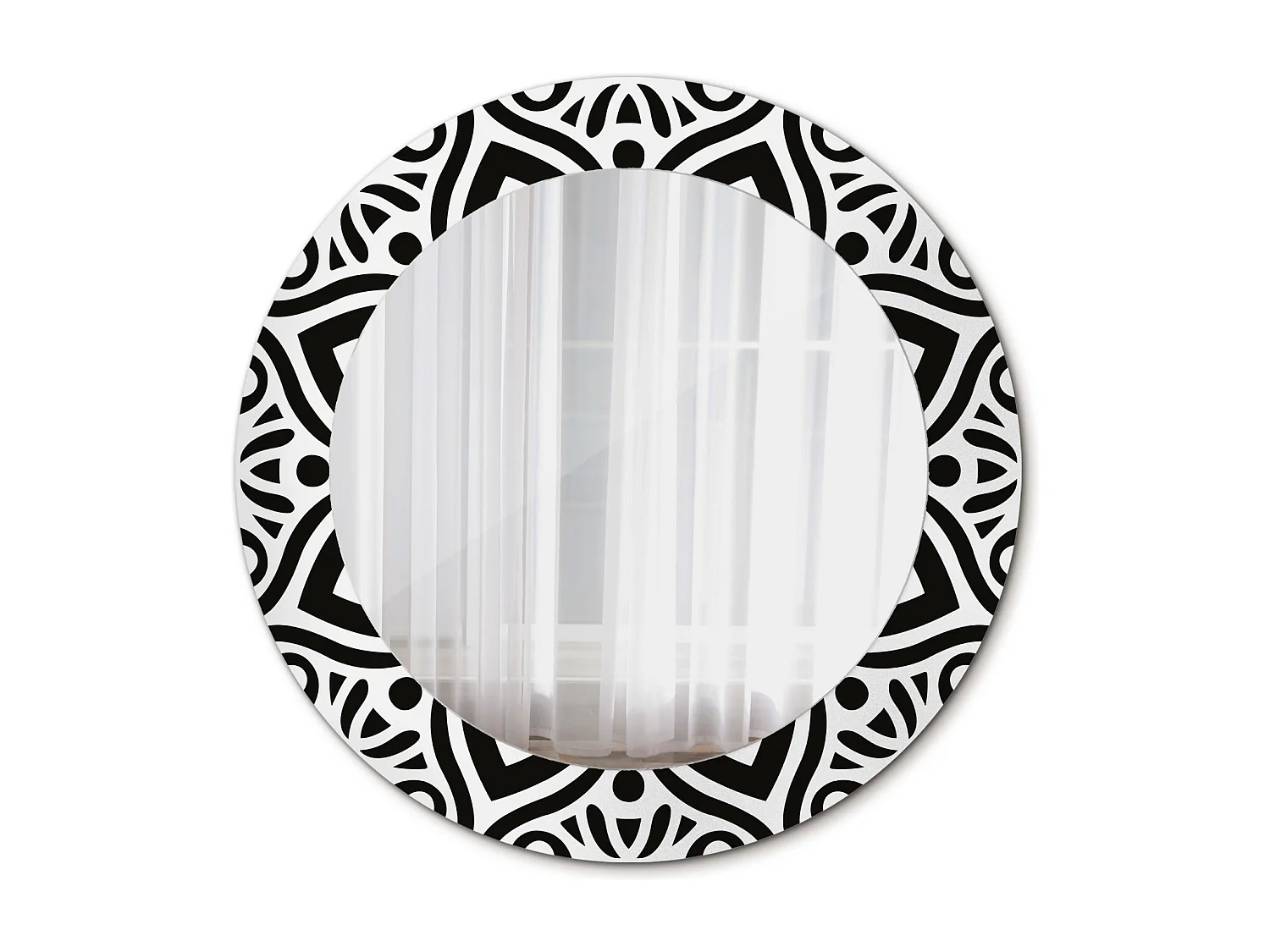 Ronde decoratieve spiegel - zwarte rand - 60 cm