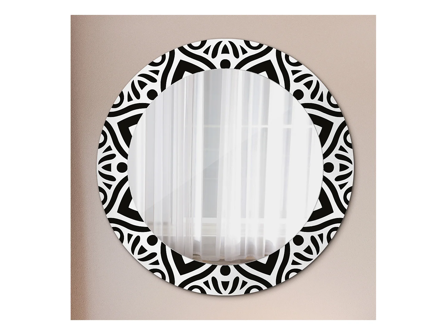 Ronde decoratieve spiegel - zwarte rand - 60 cm